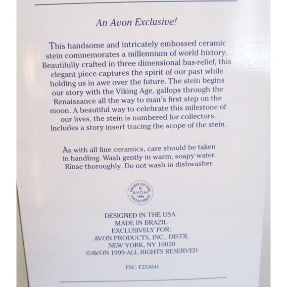 Avon 1999 LE Millennium Collectors Stein - 1000 Years of History - Man Cave Bar - Picture 12 of 12